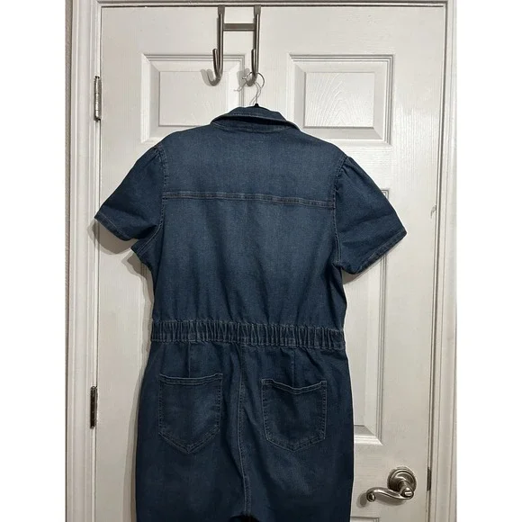 Celebrity Pink XXL Romper Jumper Denim Blue Jeans Dark Wash Western Button Up - Picture 12 of 14